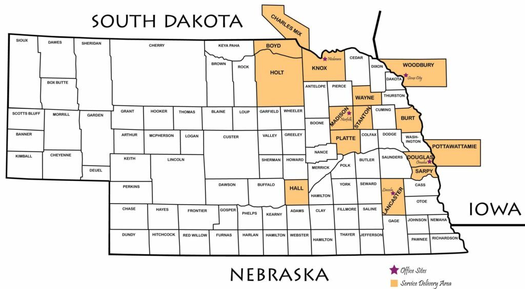 Ponca Tribe of Nebraska Service Area Map